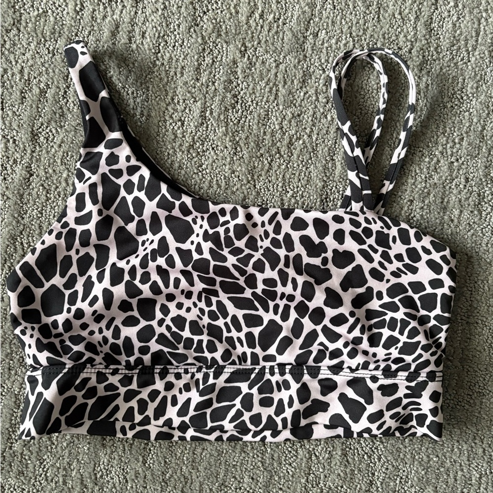 Onzie Black and Cream One-Shoulder Bra